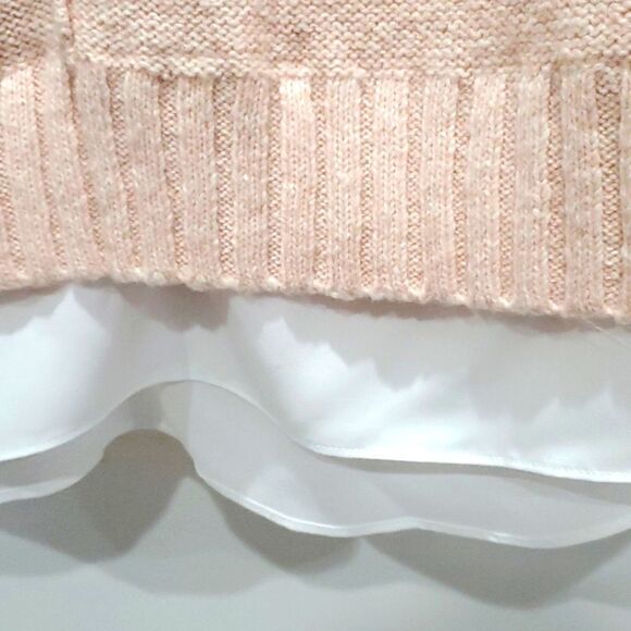 Lauren Ralph Lauren Pull Over Peach Cardigan, Faux Collar, Size Medium - Picture 4 of 9